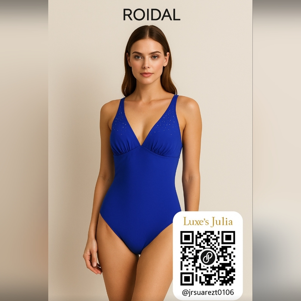 Roidal Blue One-Piece Swimsuit with Swarovski Elements – Size 10 (Cup C) – NWT